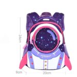 Colorful astronaut-themed children's backpack featuring space starry sky design, with dimensions 24cm height, 20cm width, and 9cm depth, ideal for school and travel.