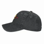 Stylish black baseball cap with a colorful logo embroidery.