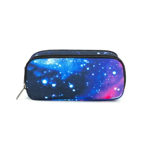 Stylish galaxy-themed pencil case with a vibrant starry sky design, perfect for students and science enthusiasts.