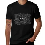 Cat Science Illustration T-Shirt for Science Enthusiasts.