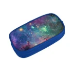 Colorful galaxy-themed pencil case with a vibrant space design, perfect for students and science enthusiasts.