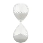 Modern white hourglass timer with swirling design, ideal for science experiments, educational activities, and decor.
