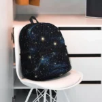 Backpack featuring a galaxy star pattern, perfect for students and space enthusiasts, with a spacious main compartment and adjustable straps.