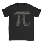 Black T-shirt featuring a DNA double helix design made of numerical data, perfect for science enthusiasts and educators.