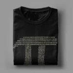 High-quality black T-shirt featuring a printed scientific data chart, perfect for science enthusiasts and educators.