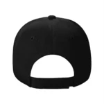 Black baseball cap with adjustable strap at the back, made from durable fabric. Perfect for casual wear, outdoor activities, or as a stylish accessory.