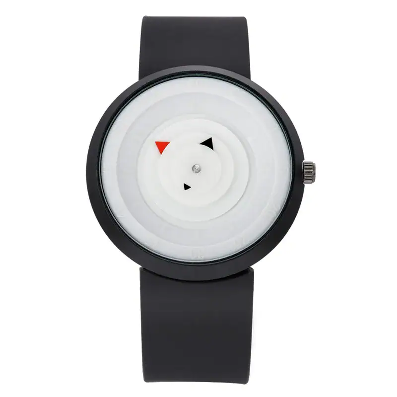 Minimalist Mechanical Watch with Moving Dots Modern minimalist watch featuring a unique dial with moving dots indicating time, perfect for science and design enthusiasts.