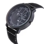 A stylish wristwatch designed as a scientific calculator with trigonometric functions and mathematical formulas on the dial, perfect for students and science enthusiasts.