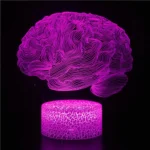 Neon LED lamp shaped like a brain neural network, glowing in vibrant purple, perfect for science-themed decor and educational spaces.