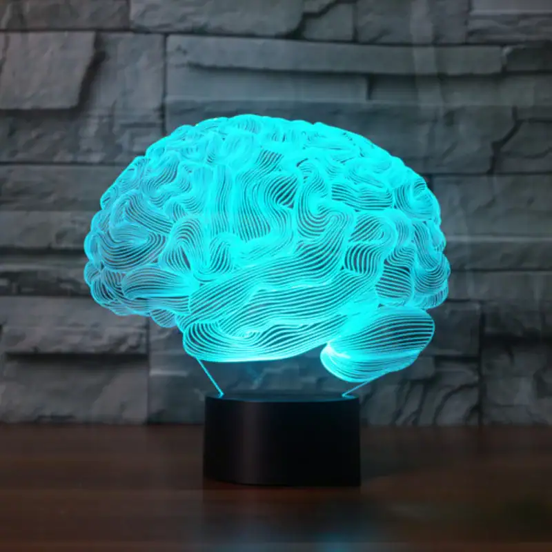 Brain Light LED Lamp | Science Decor & Educational Toy A futuristic LED lamp shaped like a human brain, emitting a vibrant blue glow, perfect for science-themed decor or educational purposes.
