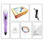 High-quality 3D printing pen with adjustable temperature and easy-to-use features for crafting, art, and educational activities. Includes filament, power cable, and instruction manual.