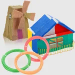 Brightly colored windmill and ring toy set for children’s educational play and decoration. Perfect for STEM learning, sensory development, and creative activities.