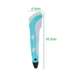 Blue and white magnetic levitation pen with dimensions 18.2cm x 4.5cm, demonstrating magnetic levitation technology for educational purposes.