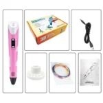 High-Quality 3D Pen for Artistic and Educational Use, Includes Power Cord, Filament, and Instruction Manual.