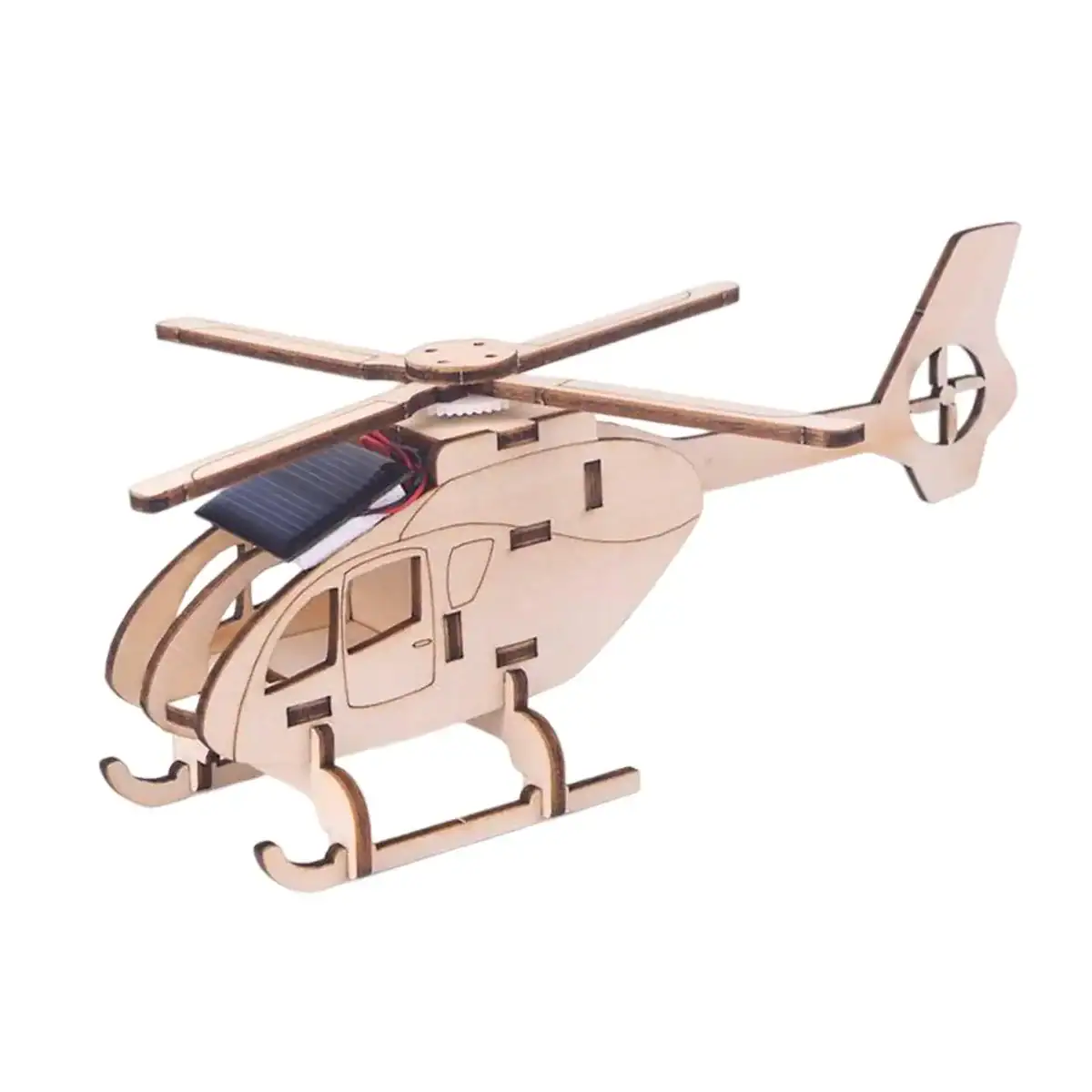Remote Control Helicopter Model Wooden DIY remote control helicopter model with solar-powered motor, showcasing a detailed and educational design for science and engineering enthusiasts.