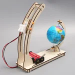 Educational magnetic globe on a wooden stand for science learning.