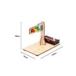 Interactive physics demonstration model with battery-powered components.