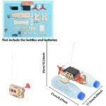 Educational mini RC boat kit with remote control, propellers, and electronic components for STEM learning and DIY projects.
