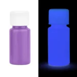 A purple plastic bottle that glows in the dark, demonstrating phosphorescence for educational science experiments and decor.