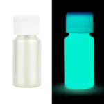 Small white plastic bottle that glows in the dark, used for educational science experiments and demonstrations.
