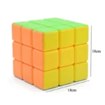 Colorful 3x3 Rubik's Cube puzzle toy for brain training and entertainment, measuring 18cm x 18cm, ideal for educational and recreational use.