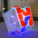 LED-lit Rubik's Cube puzzle with colorful illuminated squares.