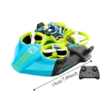 Compact blue and yellow mini drone with LED lights, featuring a black remote control, perfect for educational and recreational use.