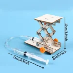 Adjustable science demonstration model with syringe and tubing for educational experiments.