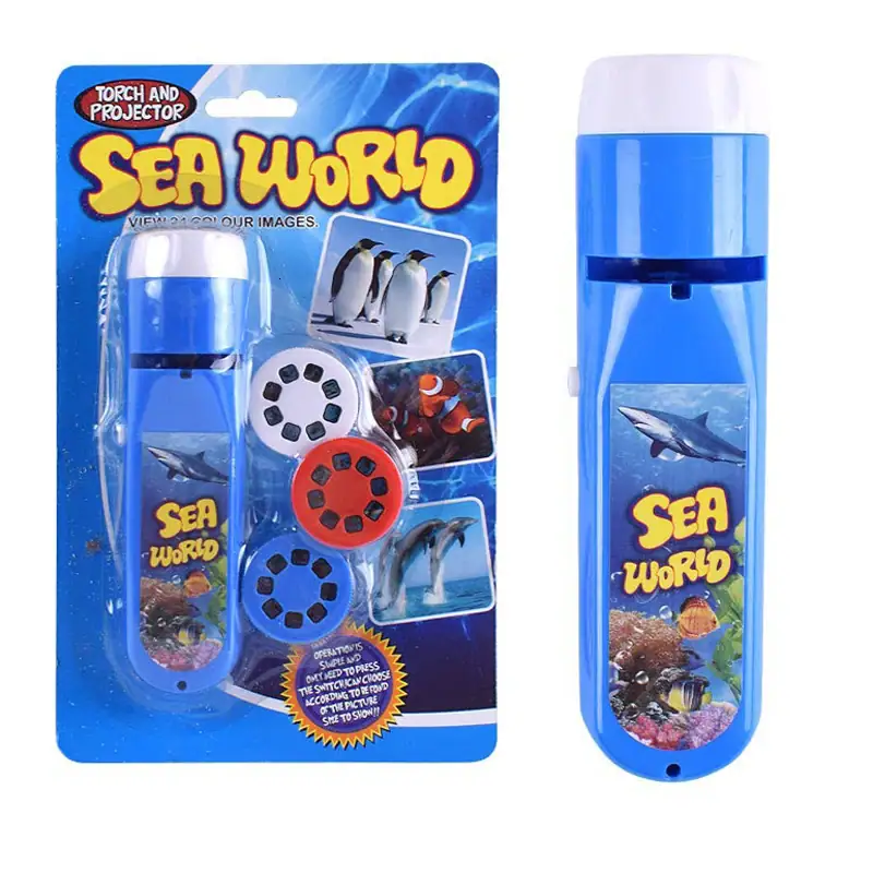 Torch and Projector Sea World | Educational Marine Toy Set Sea World torch and projector toy for kids, featuring marine animals and underwater scenes. Perfect for educational play and exploring ocean life.