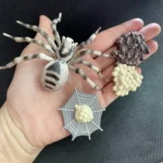 An educational spider toy with a web and foam balls, perfect for science decor and learning activities.