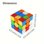 Brightly colored 3x3 Rubik's Cube puzzle toy with dimensions 5.5cm x 5.5cm x 5.5cm, perfect for educational and recreational use.