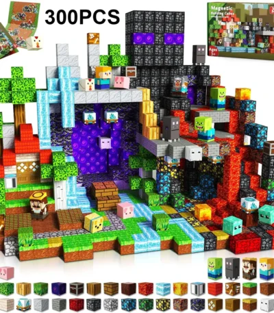 Build your own pixelated world with 300+ pieces of colorful blocks and figures.