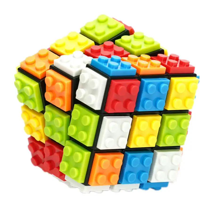 Rubik's Cube-inspired Educational Puzzle Toy Colorful 3D cube made of interlocking plastic pieces resembling a Rubik's Cube, designed for educational and recreational use.
