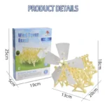 Wind Power Beast wind turbine model for educational purposes and science projects, demonstrating renewable energy concepts with a lightweight plastic structure and rotating blades.