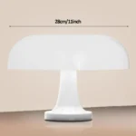 Elegant white LED table lamp with a modern design, measuring 28cm (11 inches) in width, ideal for science-themed decor and educational spaces.