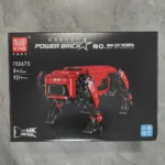 Red and black Power Brick robot kit for children, featuring a mechanical design with movable limbs, suitable for ages 8 and up, from the brand MUWD KING.