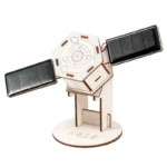 Solar-powered hexagonal robot toy with adjustable arms and solar panels for educational STEM learning.