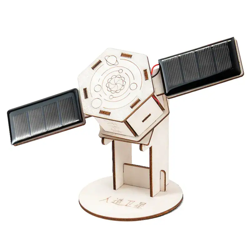 Hexagonal Solar Robot Model Solar-powered hexagonal robot toy with adjustable arms and solar panels for educational STEM learning.
