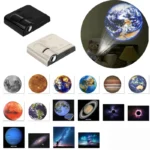 Portable space projector displaying Earth and celestial images on the wall, ideal for educational and decorative purposes.