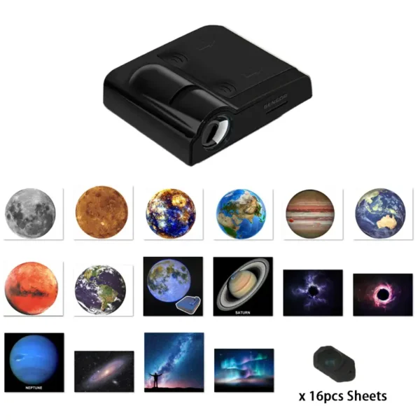Compact slide projector for educational and science presentations, ideal for displaying microscope slides and images of planets and celestial objects.