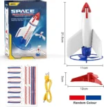 Educational space rocket toy for children, includes launch pad, rocket, and accessories, ideal for STEM learning and imaginative play.