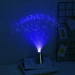 Fiber optic lamp emitting blue light, perfect for science-themed decor and educational displays, creating a mesmerizing visual effect.
