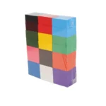 Brightly colored foam building blocks stacked in a tower, ideal for educational and creative play for children.