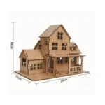 Wooden dollhouse with multiple rooms and detailed windows, perfect for educational play and decorative purposes.