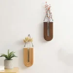Stylish wooden wall planters with dried flowers, decorative home decor for living rooms or offices.