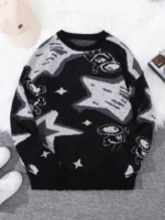 Pull scientifique à motifs d'astronomie et d'astres, parfait pour les amateurs de science et de décoration intérieure inspirée de l'univers.