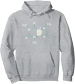 Pull à capuche avec motif moléculaire et tasse.