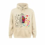 Sweat à capuche neurosciences avec illustration du cerveau coloré et éléments artistiques, parfait pour les passionnés de sciences et d'art.