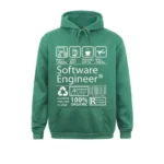 Sweat à capuche vert avec motifs liés à l'informatique et la programmation, parfait pour les passionnés de technologie et de sciences.