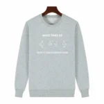 Veste gris clair avec motifs électriques et texte humoristique sur la compréhension des circuits électriques.